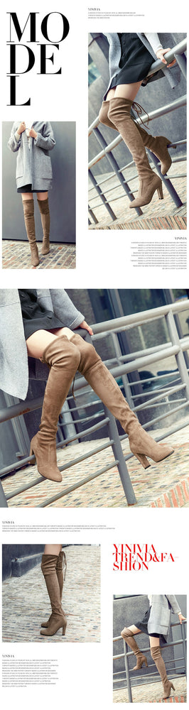 Thigh Over The Knee Elastic High Heel Boots