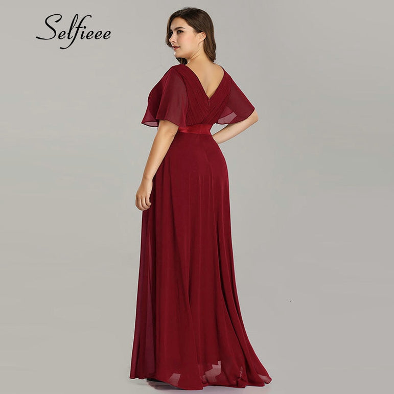 Elegant V Neck Chiffon Party Dress