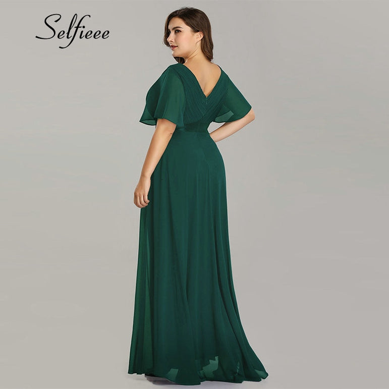 Elegant V Neck Chiffon Party Dress