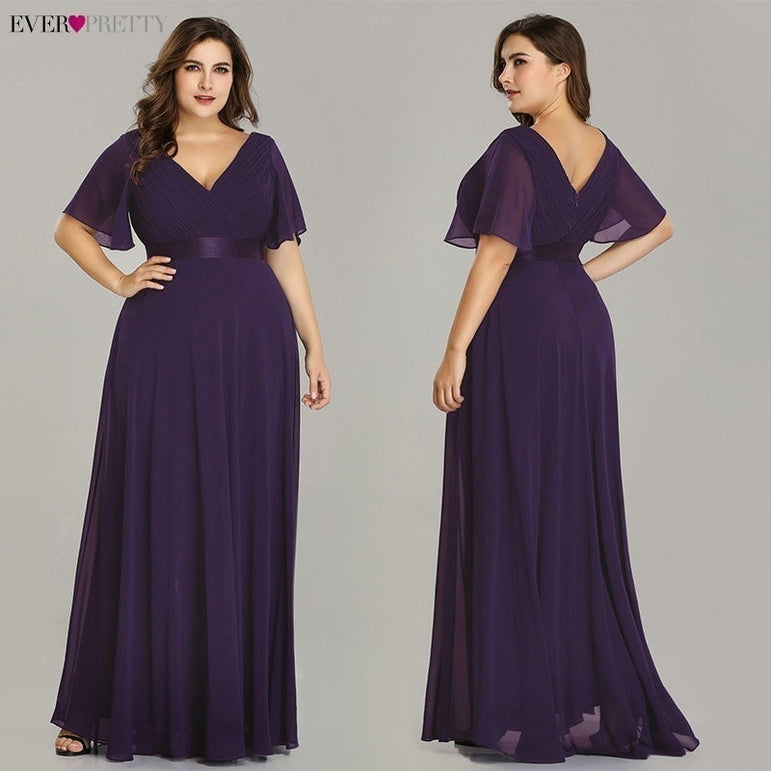 Elegant A line Chiffon Long Evening Dresses