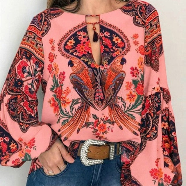 Vintage Floral Bohemian Blouse
