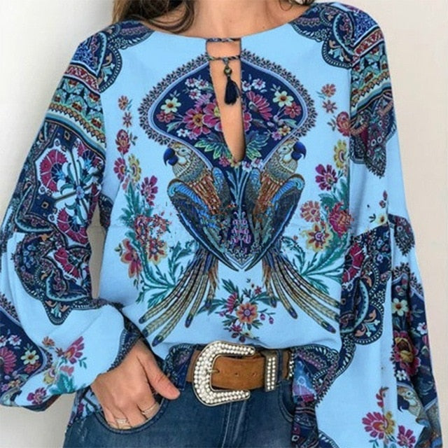 Vintage Floral Bohemian Blouse