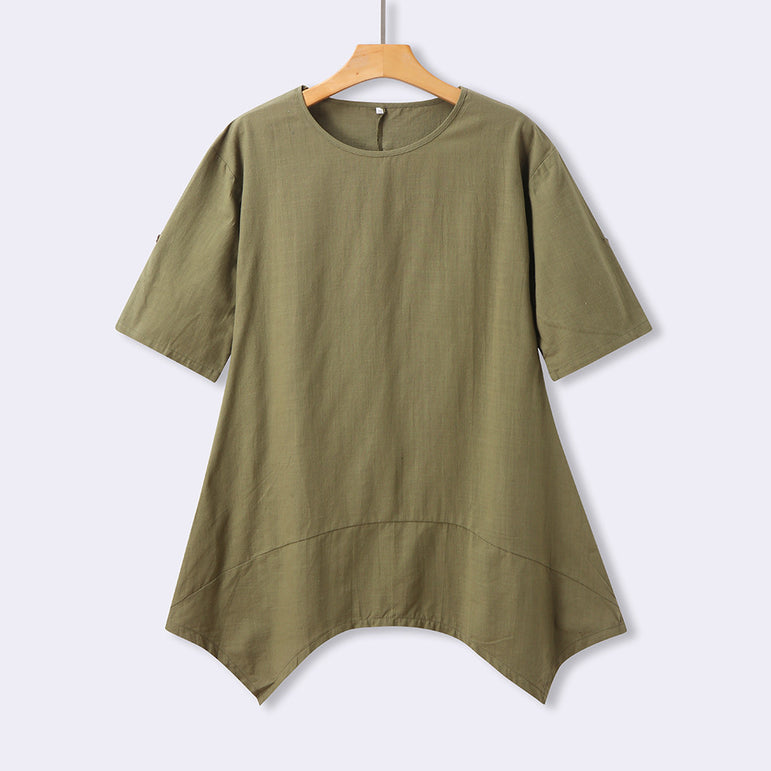 Casual Short Sleeve Linen Cotton Dress