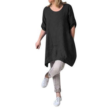 Casual Short Sleeve Linen Cotton Dress