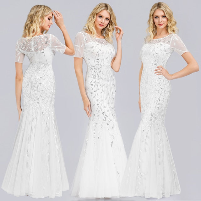 Elegant Lace Appliques Evening Mermaid Dresses