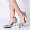 Elegant Glitter Ankle Strap Wedding pointed toe High Heels