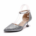 Elegant Glitter Ankle Strap Wedding pointed toe High Heels