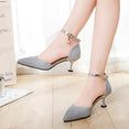 Elegant Glitter Ankle Strap Wedding pointed toe High Heels