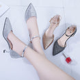 Elegant Glitter Ankle Strap Wedding pointed toe High Heels