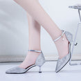 Elegant Glitter Ankle Strap Wedding pointed toe High Heels