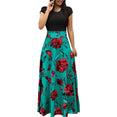 Casual Vintage Floral Print Patchwork Long Dress