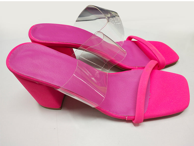 Thick Heel Women Transparent Sandals