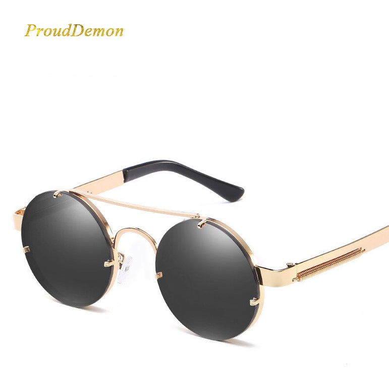 Luxury Popular Metal Retro Round Steampunk Sunglasses