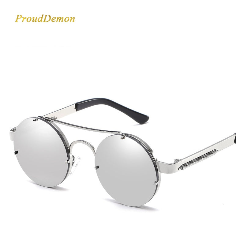 Luxury Popular Metal Retro Round Steampunk Sunglasses