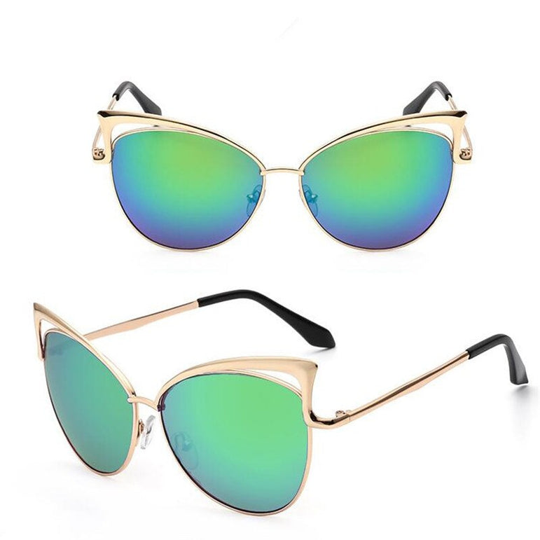 Women Retro Cat Eye Alloy Frame Sunglasses