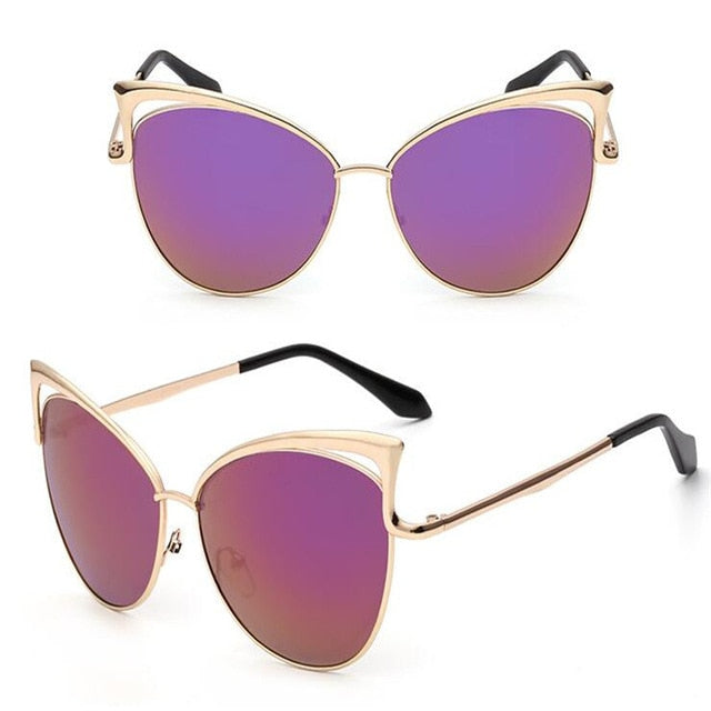 Women Retro Cat Eye Alloy Frame Sunglasses