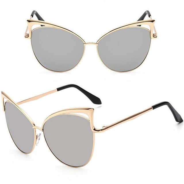 Women Retro Cat Eye Alloy Frame Sunglasses