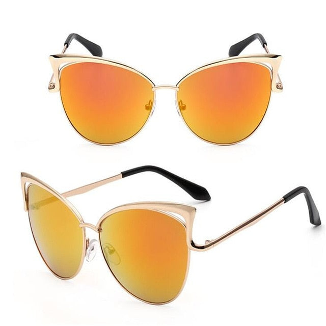 Women Retro Cat Eye Alloy Frame Sunglasses