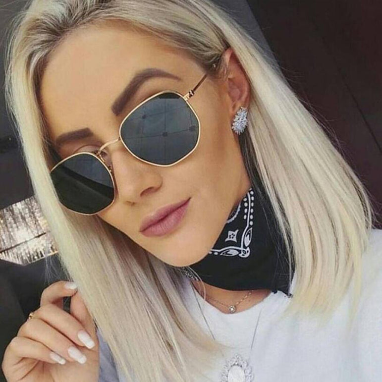 Square Polygon Clear Vintage Metal Sunglasses