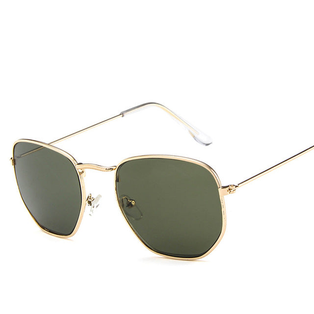 Square Polygon Clear Vintage Metal Sunglasses