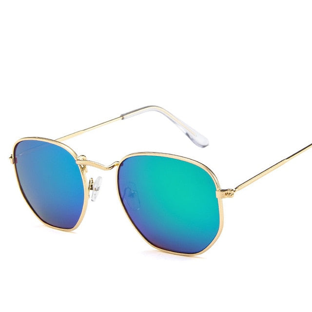 Square Polygon Clear Vintage Metal Sunglasses