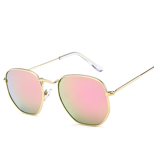 Square Polygon Clear Vintage Metal Sunglasses