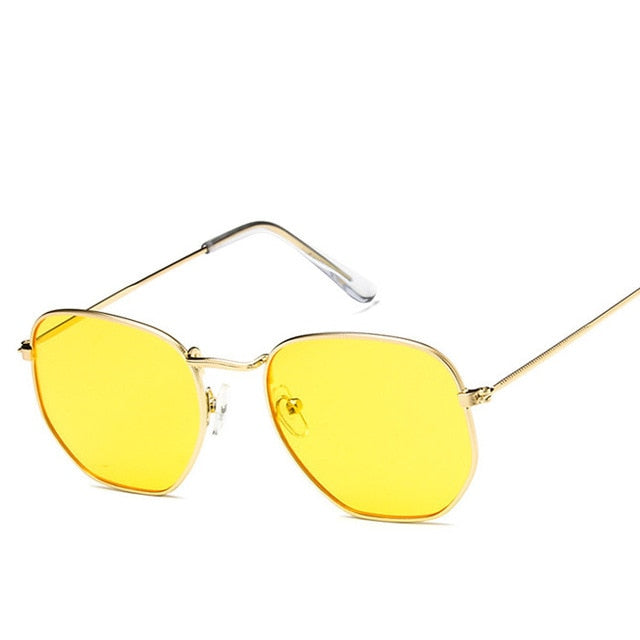 Square Polygon Clear Vintage Metal Sunglasses