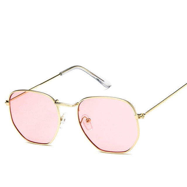 Square Polygon Clear Vintage Metal Sunglasses