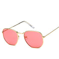 Square Polygon Clear Vintage Metal Sunglasses