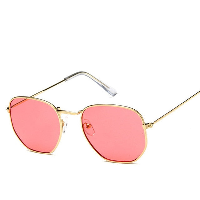 Square Polygon Clear Vintage Metal Sunglasses