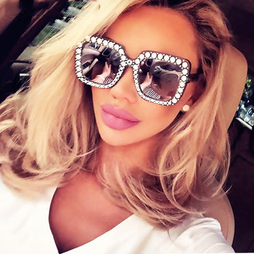 Flash Square Shades Shining Diamond Sunglasses