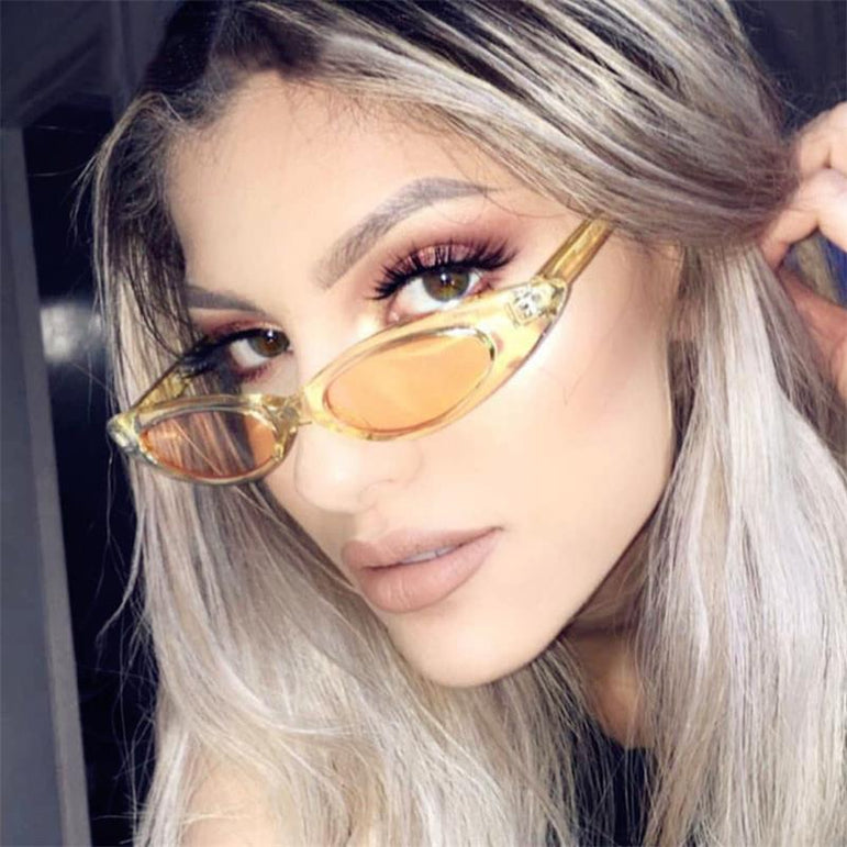 Retro Cat Eye Clear Lens Oval Sunglasses