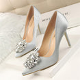 Crystal Shallow Silver Bridal Wedding Stiletto High Heel