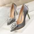 Crystal Shallow Silver Bridal Wedding Stiletto High Heel