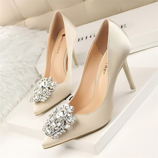 Crystal Shallow Silver Bridal Wedding Stiletto High Heel