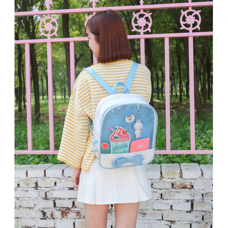 Cute Bow Transparent Women Backpack