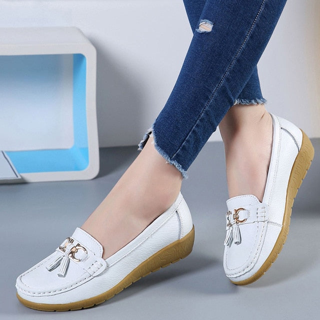 Leather Breathable Ballerina Ladies Shoes