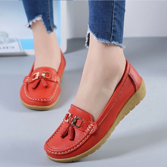 Leather Breathable Ballerina Ladies Shoes