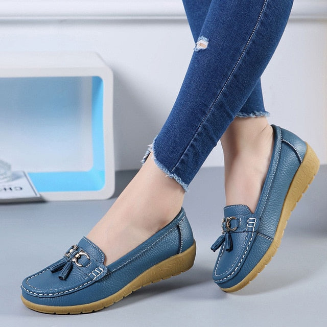 Leather Breathable Ballerina Ladies Shoes