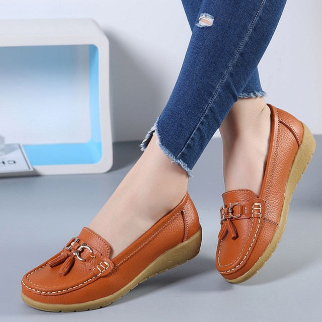 Leather Breathable Ballerina Ladies Shoes