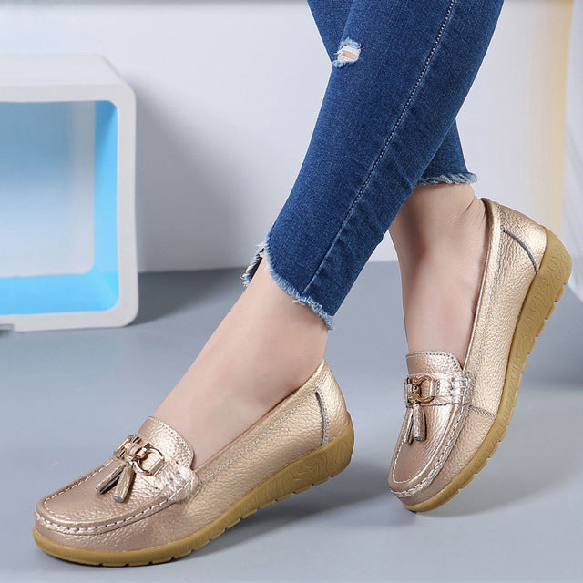 Leather Breathable Ballerina Ladies Shoes