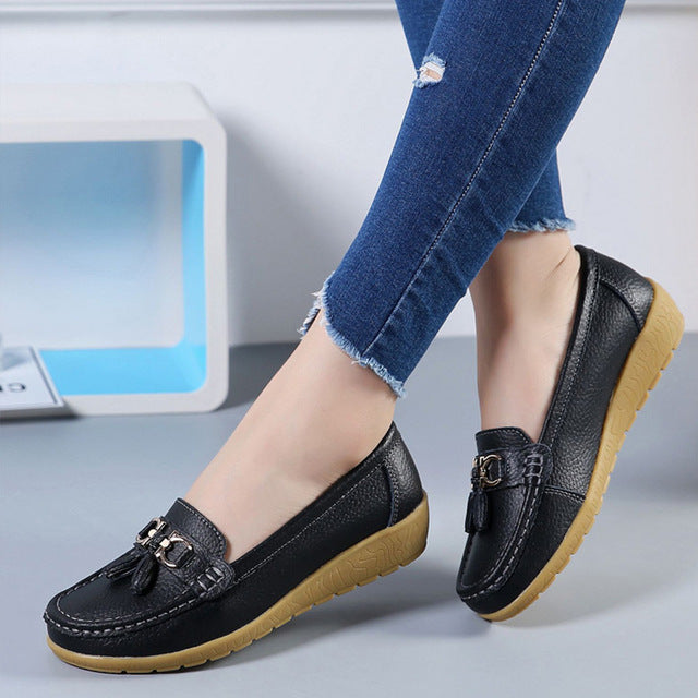 Leather Breathable Ballerina Ladies Shoes