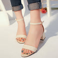 Square Woman Buckle Fish Mouth High Heel Sandals