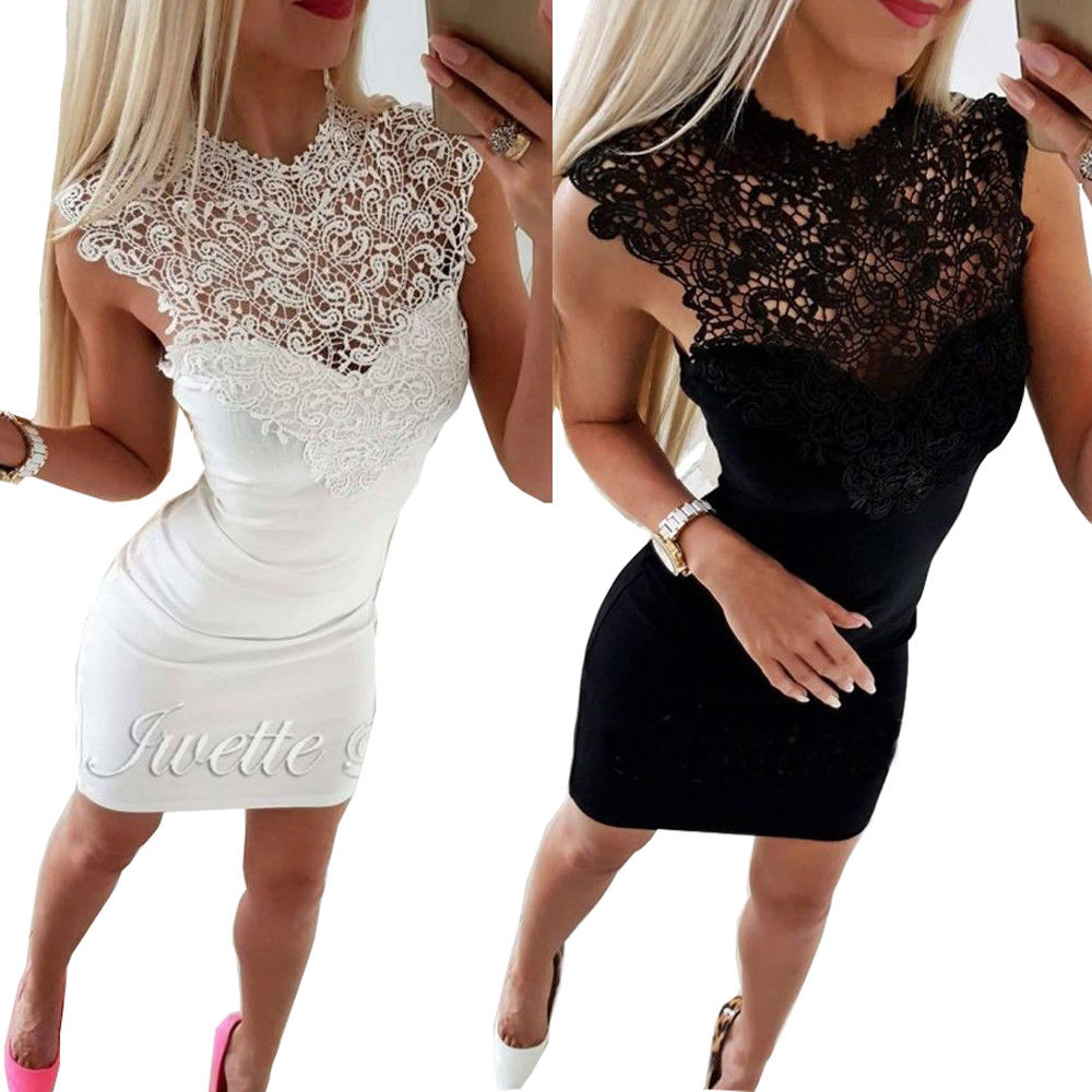 Sleeveless Lace Bandage Bodycon Clubwear Slim Dress