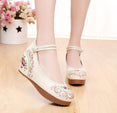 Vintage Women Canvas Increasing Height Ankle Strap Heels