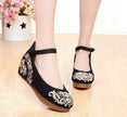 Vintage Women Canvas Increasing Height Ankle Strap Heels