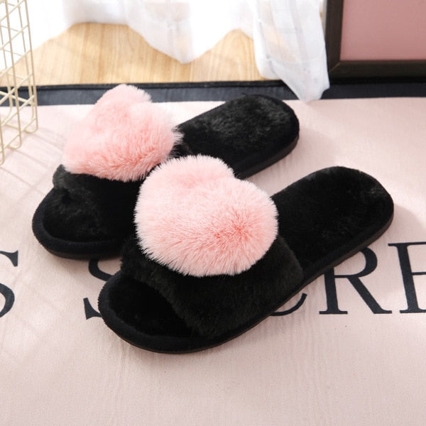 Non-Slip Floor Home Furry Women Slippers