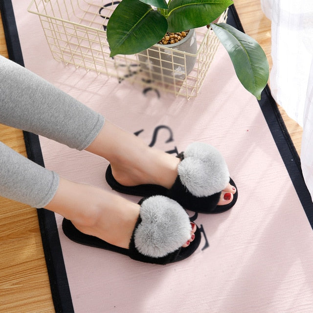 Non-Slip Floor Home Furry Women Slippers