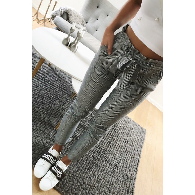 Casual Fashion Women England plaid pants