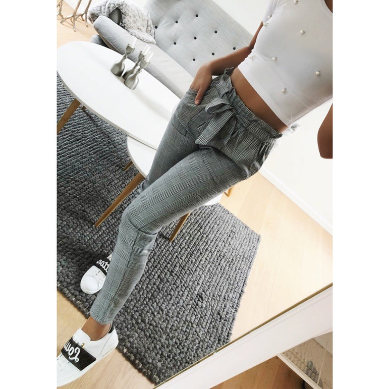 Casual Fashion Women England plaid pants